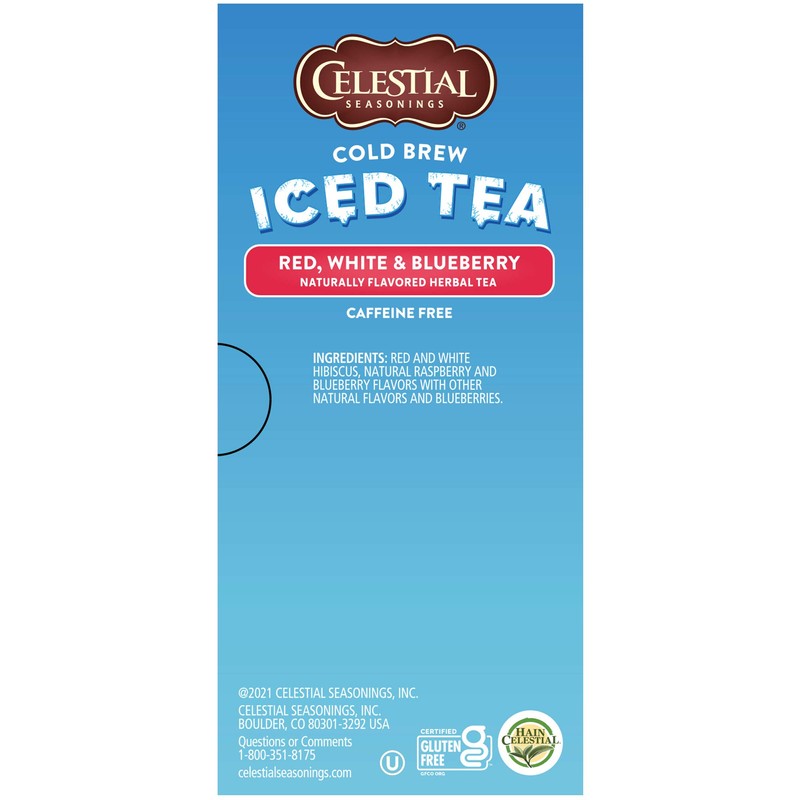 Celestial Seasonings Cold Brew Red White, Blueberry, 18 Count