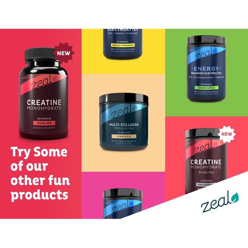 Zeal Creatine Monohydrate (300 Capsules, Unflavored)