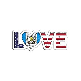 USA Guatemala Flag Heart Guatemalan American - Sticker Graphic - Auto, Wall, Laptop, Cell, Truck Sticker for Windows, Cars, Trucks
