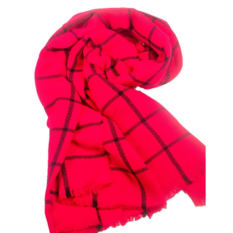 iB-iP Women's Checked Warm Large Oversized Scarf, red