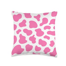 Farm Animal Cow Farmer Gift Pink Print Women Girls Farm Animal Farmer Gift Cow Throw Pillow, 16x16, Multicolor