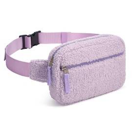 cotmcor Kids Fanny Pack for Girls Teens Plush Belt Bag Cute Crossbody Waist Bag Ages 6-8 8-10 8-12 Gift Plush Lavender Purple