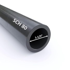 Generic 1-1/2"" Schedule 80 PVC Pipe - Black PVC Piping Cut to Custom Lengths/High-Flow Capacity & High-Impact Strength (1-1/2"" x 5'), Gray