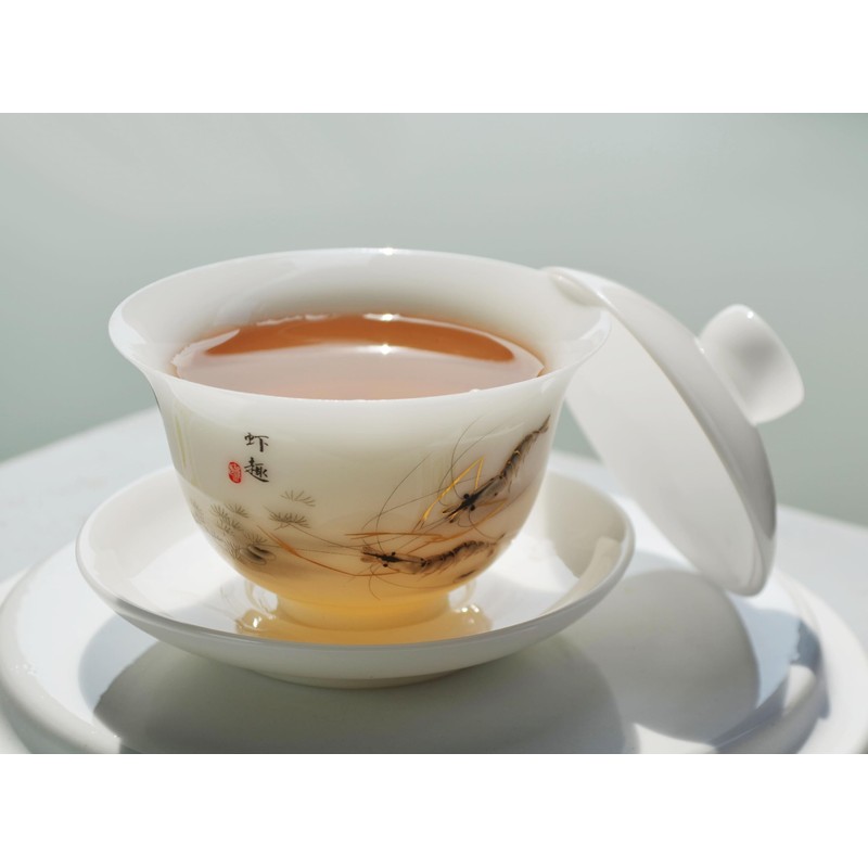 Liang baobao Ice Jade White Porcelain Gaiwan,5oz Teacup Suet-fat Jade