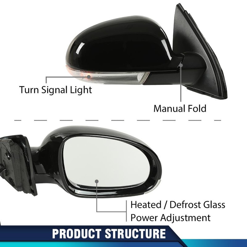 PIT66 Right Passenger Side Mirror Power Heated Turn Signal Puddle
