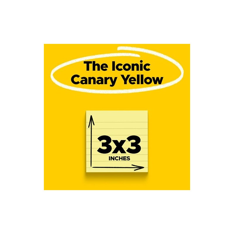 3M Post-it notas rayadas amarillo canario de 7.62cm x 7.62