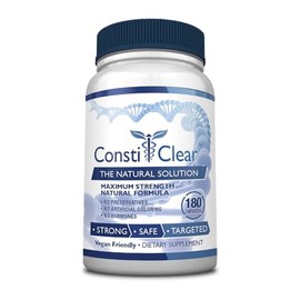 ConstiClear - Ease Constipation, Improve Digestion, Support Gut Flora - Contains Probiotic - 180 Capsules - 1 Bottle - Vegan