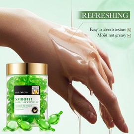 Kapseln für die Haarpflege, 60 Stück Haarpflege Kapseln, Haaröl, mit Arganöl und Aloe-Vera-Extrakt, Hair Oil, Zur Reparatur und Konditionierung des Haares, um Trockenheit und Kräuseln zu Verbessern