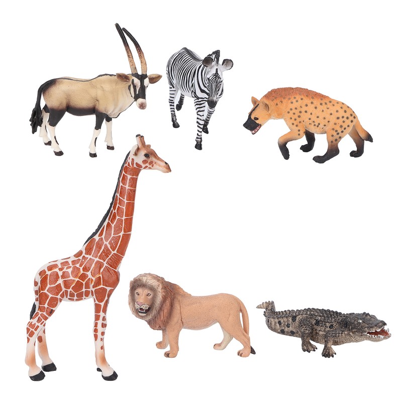 6Pcs Animals Toys Set Simulation Vivid Wild Jungle Zoo Plastic