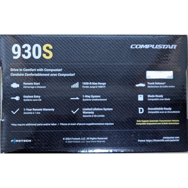 Compustar Car Remote Starter System with 2 Remotes 1500 Feet