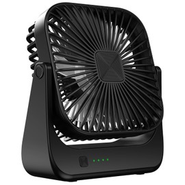 OLV Desk Fan 4 Speeds Stronger Cooling Airflow Portable Small Fan Rechargeable Ultra Quiet Personal Mini Fan for Office,Bedroom,Home Kitchen Outdoor Activities Adjustable 360° Tilt Head Black