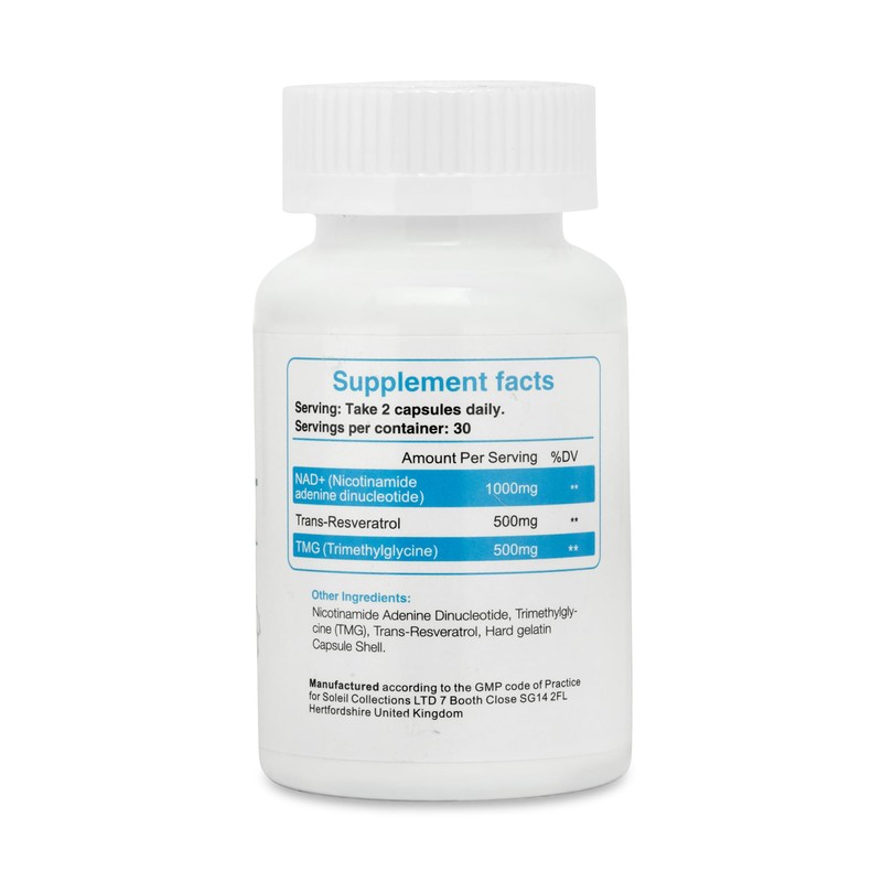 NAD Supplement 1000mg with True NAD+ 500mg & Resveratrol 250mg