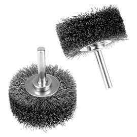 QWORK Wire Wheel Brush Set for Drill, 4 Pack, 2-Inch Diameter, High-Density Carbon Steel, 0.0118" Wire Diameter, 1/4" Shank