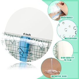 Nuanchu 100 Pieces 4 Inches Transparent Stretch Adhesive Bandage Waterproof Bandage Round Transparent Film Dressing Disposable Cover Dressing Tape for Shower