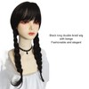 Black Long Double Braid Wig Synthetic Simulated Scalp Heat Resistant