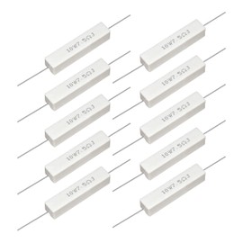 Cement Resistors, 10 PCS 10W 7.5 Ohm 5% Axial Lead Wire, White Wound Fixed Ceramic, Wirewound, Power Resistors with Flame, Heat & Moisture Resistance, Precharge Horizontal