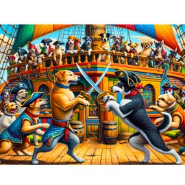 Arrrrrrrrfff, Matey! Pirate Dogs Funny Dog Jigsaw Puzzle for Women Men Adults and Kids 500 pc