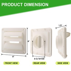 TNITRIB 3 Inch Dryer Vent Cover 1475W White Plastic Louvered Vent Cover