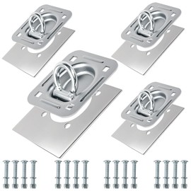 Recessed D Ring Tie Down Anchors 4 Pack (6,000 Lbs), Heavy Duty Trailer Floor Tie Downs and Anchor Points for Securing Cargo, Equipment, ATV, UTV, Truck – Silver