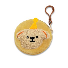 AfitLulu Coin Purse Plush Coin Pouch with Zipper and Keychain for Key Coin Earphone, Small Coin Purse Cute Coin Wallet Cartoon Pendant for Backpacks, Handbags (Brown)