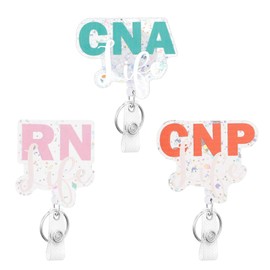 3 Pack Badge Reel with Badge Holder Retractable Clip for Nurse Nursing Student Name Tag Card Alligator Clip Badge Accessories