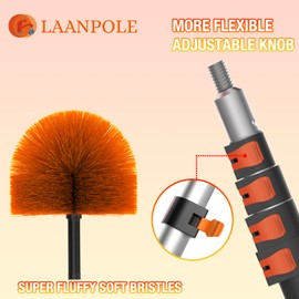 LAANPOLE 20FT (26FT Reach) Cobweb Duster with Extension Pole, Spider Web Brush for Cleaning Extendable, Professional Ceiling and Corner Dusters for Outdoor Indoor Use