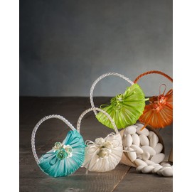 Sirene Mini Organza Pleated Bags, READY TO USE, Suitable for Confetti and Any Occasion (Orange Smoke, 6)
