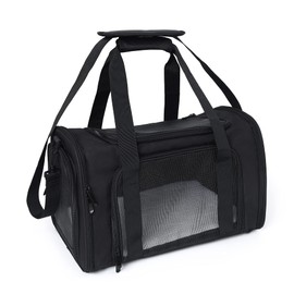 Mile High Life | Outdoor Travel Pet Carrier | Kitty Puppy Cat Carriers | Collapsible Dog Carrier for Small Medium Dogs | Cat Crates w Breathable Mesh with Soft-Sided (Black, Medium)