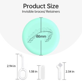 VCAREU Retainer Case, Slim Aligner Case Compatible with Invisalign, Cute Retainer Case with Silicone Pad, Mouth Guard Case with Retainer Removal Tool, Chewy and Brush - Mint Green