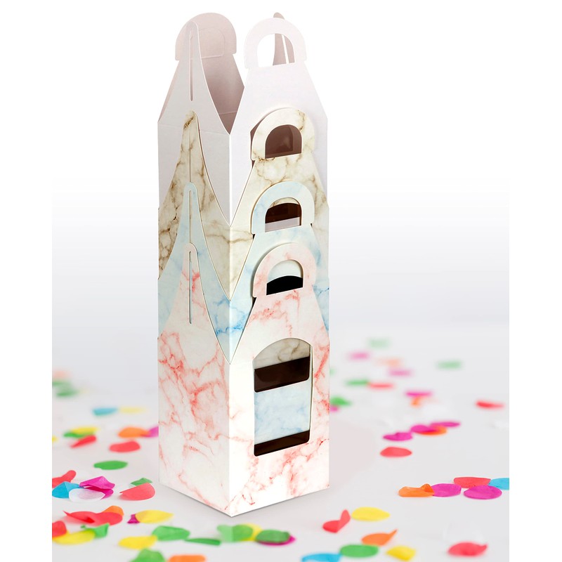 12 Individual/Single Cupcake WINDOW boxes with inserts - Natural Marble