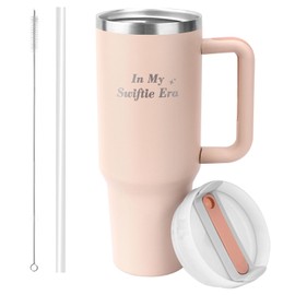 WALLFID 40oz Insulated Stainless Steel Tumbler with Handle,Comes with Straw and Cleaning Brush,Large Capacity Travel Cup for Coffee and Juice,for Music Fans and Women.(Swiffite)