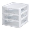 Sterilite 3 Drawer Mini Desktop Unit, Clear w/White Frame
