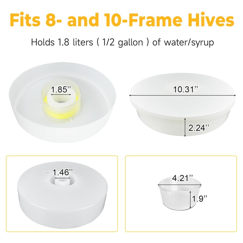 Upgraded Rapid Bee Top Feeder with Anti-Drowning Sponge Rings, Round