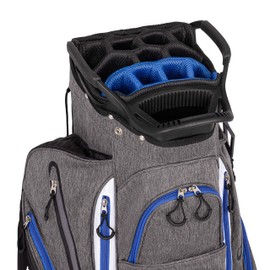 Founders Club Franklin Golf Push Cart Bag -Also Compatible with Riding Carts -Full Length Rain Cover -Light Weight -15 Way Full Length Divider-External Putter Tube-Embroidery Panel (Blue)