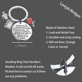 Lywjyb Birdgot Movie Inspired Gift Belle Rose Charm Keychain Fairytale Jewelry Motivational Gift (beauty and beast key)