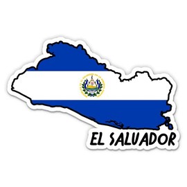 Squiddy El Salvador Map with Flag - Vinyl Sticker for Car, Laptop, Notebook - 5"