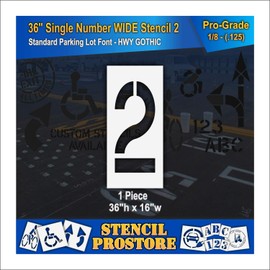 Pavement Stencils - 36 inch Single Number Stencil (Wide) - 2-36" x 16" x 1/8" (128 mil) - Pro-Grade