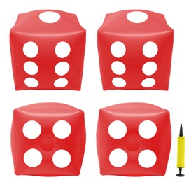 CAIRIAC Casino Theme Party Decorations, Inflatable Dice, Large dice Decor, Suitable for Central Decoration Games Night Las Vegas Theme Birthday Party Decoration (4 Pcs Red, 12.6 inches)