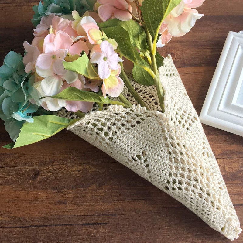 Beige 11 Inch Round 100% HANDMADE Crochet Lace Placemats Doilies