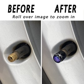 Blue Purple Lotus Tire Valve Stem Caps Cover, 4 Pcs Metal Black Air Valve Cap, Aluminum Car Wheel Stem Caps, Universal Stem Covers for Cars, Trucks, Bikes, Motorcycles, Bicycles, Corrosion Resistant