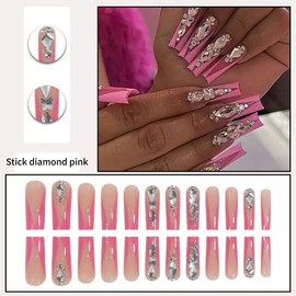 VIVABOMS Press On Nails Sweet & Trendy False Nails with french Style Design kits, Reusable Nail Art Tips for Women and gilrs, Party & Daily Wear 24 PCS