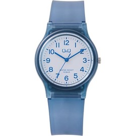 Citizen Q&Q Analog Wristwatch, Water Resistant to 10 ATM, Unisex, Urethane Strap, Blue x Skeleton