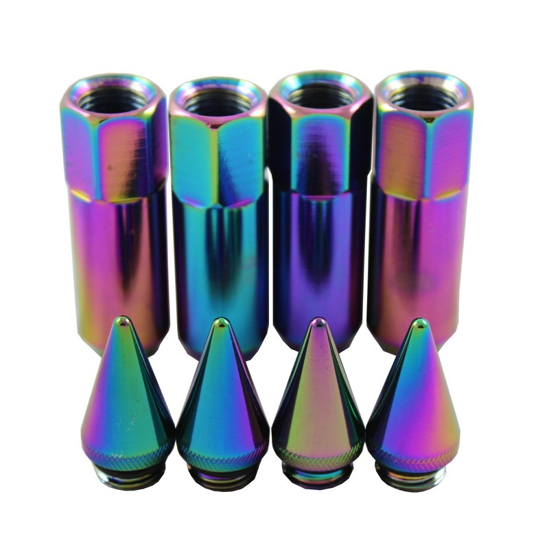 JDMSPEED New Neo Chrome 20PCS M12X1.5 Cap Spiked Extended Tuner
