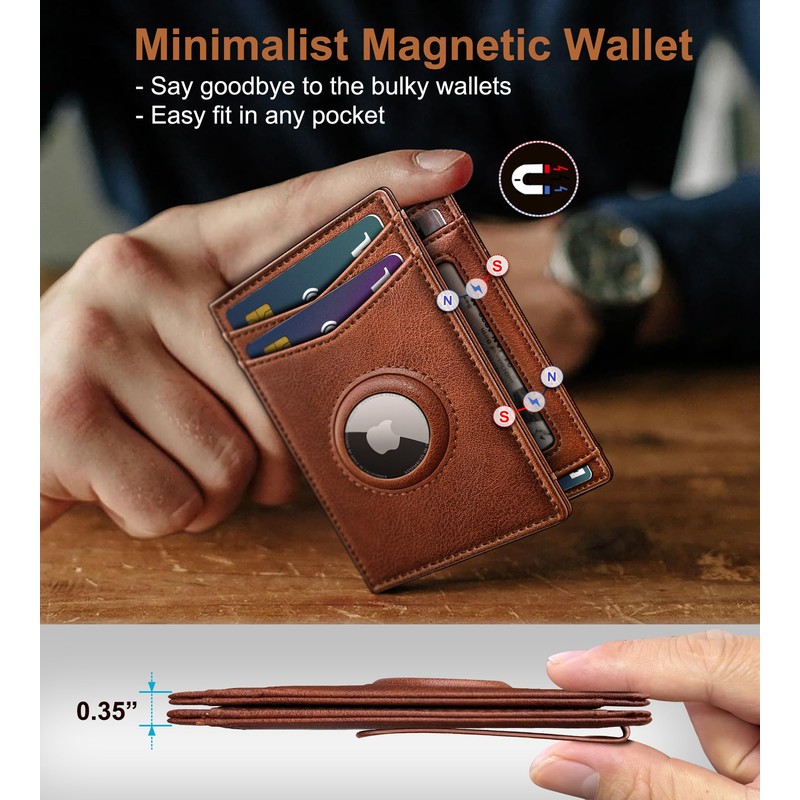 MIYOZI Airtag Wallet for Men 9-11Cards- with Money Clip Gift