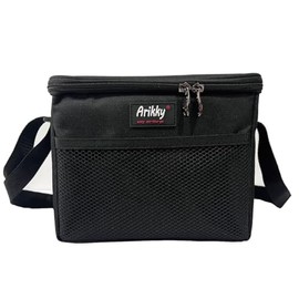 Arikky Lunch Bag Insulated,Soft Lunch Box,with Adjustable Strap,Cool Bag 6 cans,for Adults and Kids,Work,Picnic,School,5.5L Solid Black