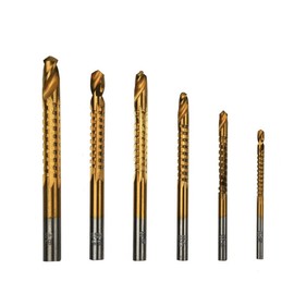 6PCS 3-8mm Titanium HSS Drill & Saw Bit Set Cutting Carpenter Wood Metal,Drill Saw Bit Set,3/4/5/6/6.5/8mm HSS Titanium Coated Drill Bit Plastic Metal Hole Grooving Drill Saw Cutting Woodworking Tools