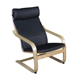 Niche Mia Bentwood Reclining Rocking Chair – Lightweight, Ergonomic & Durable with Luxurious Leather, Sturdy Cantilever Frame for Home, Office & Nursery (Natural/Black Leather)