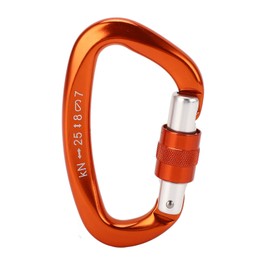 D Carabiner Clip Aluminum Alloy Auto Lock Heavy Duty D Ring Caribeener for Climbing Camping Orange