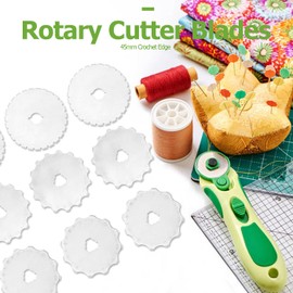 Bestgle 45mm Crochet Edge Rotary Cutter Blade Set, 12/15/27 Teeth Skip Stitch Perforating Rotary Blades Replacement Wide Skip Blade Edging Tool Fits Fiskars Olfa, 9 Pieces