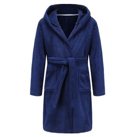 E.W Apparel Kids Boys Girls Hooded Towelling Bathrobe Dressing Gown 100% Cotton Terry Towel Soft Terry Cloth Robe 5-16 Years(Navy,11-12 Years) (2022-09-13)